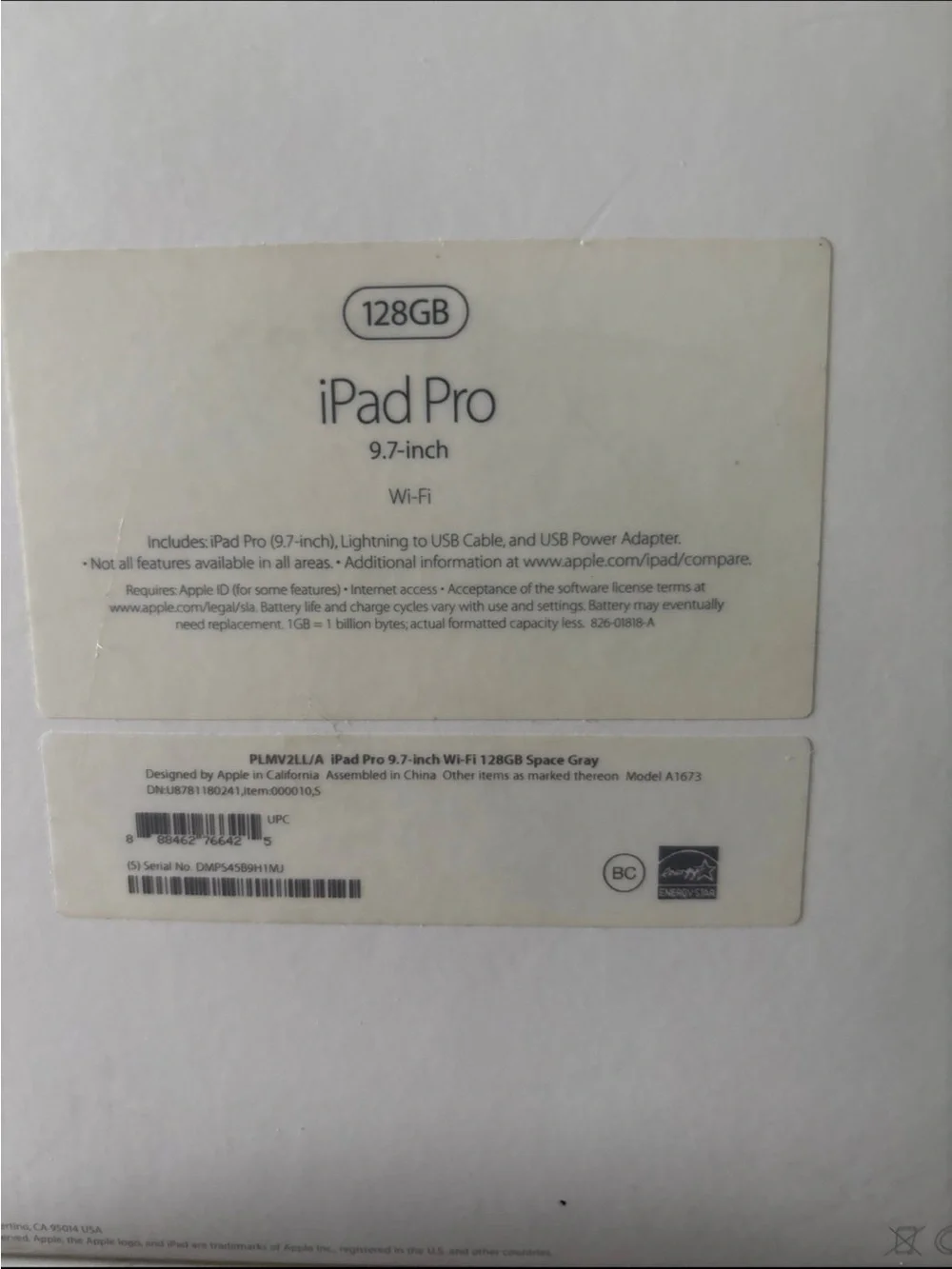 Apple iPad Pro 9.7-inch Wi‑Fi 128GB - Space Gray (Label)